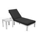 Chelsea Modern Outdoor Weathered Gray Chaise Lounge Chair with Side Table & Cushions Black