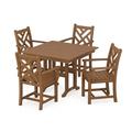 POLYWOOD Chippendale 5-Piece Farmhouse Dining Set in Teak