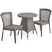 Noble House Neal 3 Piece Wicker Patio Bistro Set in Gray