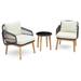 3PCS Patio Furniture Set w/ Cushioned Chairs Tempered Glass Side Table