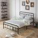 Brown King Size Metal Platform Bed Frame with Victorian Style Headboard