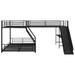 Black L-Shaped Twin over Full Bunk Bed with Twin Size Loft Bed, Built-in Desk and Slide