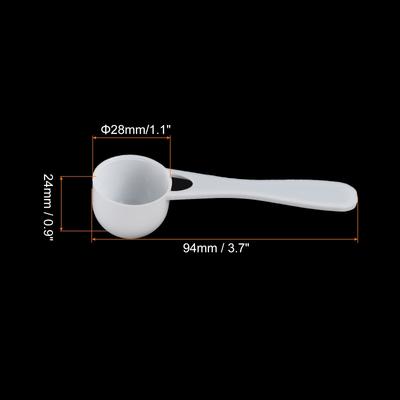 3.7" x 1.1" 5g Long Handle Plastic Measuring Spoons, 40Pcs Round Bottom - White