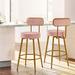 Yaheetech 2pcs Velvet Bar Stools With Gold Legs Counter-height Bar Stools with Backrest and Footrest - N/A