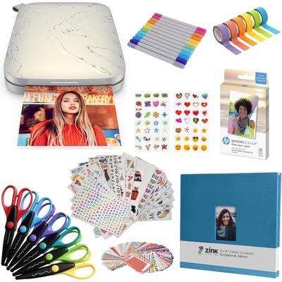 HP Sprocket Select 2.3x3.4 Instant Photo Printer & Accessories Scrapbook Bundle