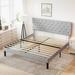 Simple Platform Bed Frame Full/ Queen/ King Size Grey Bed Frame with Adjustable Headboard for Bedroom, No Box Spring Needed