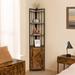 4-Tier Freestanding Corner Bookshelf, 71" Tall Storage Cabinet with Door and Adjustable Shelf