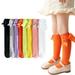 Esaierr Toddler Girls Knee High Socks 2 Pairs Fall Knee High Stockings Kids Spring Candy Color Cotton Socks with Bow for 3-13 Years Old