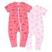 MYGBCPJS Baby Infant 2-Pack Zipper Romper Toddler Boys Girls Short Sleeve Cotton Playsuit 2 Way Zip Jumpsuit Sleep and Play One-piece Pajamas (3-36 Months)