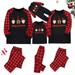 Penkiiy Family Christmas Pjs Matching Sets Parent-child Attire Christmas Suits Patchwork Plaid Printed Homewear Round Neck Long Sleeve Pajamas Two-piece Sets Wine Christmas Pajamas 4-5 Years