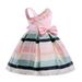 DxhmoneyHX Toddler Baby Flower Girl Dress One Shoulder Striped Princess Dresses Satin Party Gown with Bowknot Flower Decoration