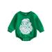 Frobukio Newborn Baby Girls Boys Christmas Romper Long Sleeve Santa Claus Letters Print Bodysuit Clothes