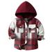 Baywell Toddler Kids Boys Girls Hooded Plaid Shirt Button Baby Red Plaid Shirt Plaid Shirt Hooded Clothes Red 3M-8T