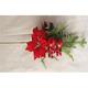 AI-FL7086-Q04 Green & Red Needles Poinsettia & Ornaments Pick Faux Plants & Trees - Set of 4