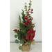 AI-FL7087-Q02 Christmas Theme in Burlap Sack Faux Plants & Trees Green Red & Brown - Set of 2