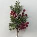 AI-FL7149-Q06 Red Berries with Green Leaves Pick Faux Plants & Trees - Set of 6