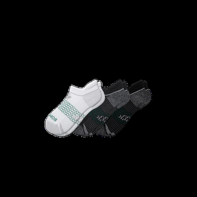 Men's Golf Ankle Sock 3-Pack - White Dark Grey Black - Large - Bombas