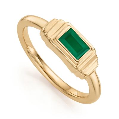Gold Baja Deco Ring Green Onyx