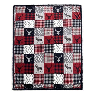 Patchwork Lodge Silk Touch Sherpa Throw by The Northwest in O
