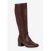 Extra Wide Width Women's Mix Wide Calf Boot by Ros Hommerson in Brown Leather Suede (Size 10 WW)
