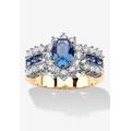 Women's .82 Tcw Blue Crystal And Cz Gold-Plated Ring by PalmBeach Jewelry in Gold (Size 6)