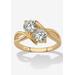 Women's 1.96 Cttw Cubic Zirconia 14K Gold-Plated Sterling Silver 2-Stone Bypass Ring by PalmBeach Jewelry in Gold (Size 10)