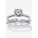 Women's 1.48 Cttw. Cubic Zirconia Sterling Silver 2-Pc. Solitaire Vine Bridal Ring Set by PalmBeach Jewelry in Silver (Size 7)