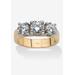 Women's 2.28 Tcw Round Cubic Zirconia Three-Stone Anniversary Ring Gold-Plated by PalmBeach Jewelry in Gold (Size 10)