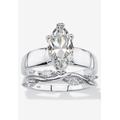 Women's 2.51 Tcw Cubic Zirconia .925 Silver 2-Piece Solitaire And Vine Bridal Ring Set by PalmBeach Jewelry in Silver (Size 9)