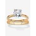 Women's 2 Cttw. Cubic Zirconia 18K Gold-Plated 2-Piece Solitaire Wedding Ring Set by PalmBeach Jewelry in Gold (Size 5)