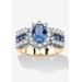 Women's .82 Tcw Blue Crystal And Cz Gold-Plated Ring by PalmBeach Jewelry in Gold (Size 7)