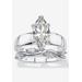 Women's 2.51 Tcw Cubic Zirconia .925 Silver 2-Piece Solitaire And Vine Bridal Ring Set by PalmBeach Jewelry in Silver (Size 7)