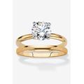 Women's 2 Cttw. Cubic Zirconia 18K Gold-Plated 2-Piece Solitaire Wedding Ring Set by PalmBeach Jewelry in Gold (Size 7)