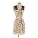 Daniel Rainn Casual Dress - Mini V Neck Sleeveless: Ivory Polka Dots Dresses - Women's Size Small