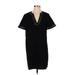 Madewell Casual Dress - Shift V Neck Short sleeves: Black Print Dresses - Women's Size 4