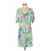 Lilly Pulitzer Casual Dress - Shift V-Neck Short sleeves: Green Tropical Dresses - Women's Size 2X-Small