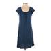 Soma Casual Dress - A-Line Scoop Neck Short sleeves: Blue Print Dresses - Women's Size Small