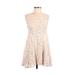 Free People Casual Dress - A-Line Crew Neck Sleeveless: Ivory Print Dresses - Women's Size Small