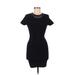 BCBGMAXAZRIA Casual Dress - Party Crew Neck Short sleeves: Black Print Dresses - Women's Size Small