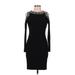 Betsy & Adam Cocktail Dress - Party High Neck Long sleeves: Black Solid Dresses - Women's Size 6