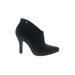 Melissa Ankle Boots: Slip-on Chunky Heel Casual Black Print Shoes - Women's Size 5 - Almond Toe