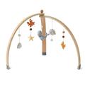 Promise Babe Play Gym Baby Wood for Babies, Baby Gym Wood Play Arch Detachable Sea Animals Toys to Grasp, Baby Crib Play Arch Activity Gym Toys Plush Corals Whales Dolphins Shells Pendants Play Gym