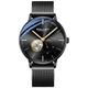 SOLLEN Men's Ultra-Thin Mechanical Watch, Minimalist Automatic Watch with Stainless Steel Mesh Band, 3 ATM Water Resistant and Original Movement - 42mm, Black Case | Flywheel, Mechanical