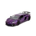 Jada Pink Slips 1:24 W1 Lamborghini Aventador SV Die-Cast Car, Toys for Kids and Adults(Purple/Pink Lines)