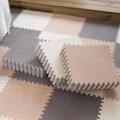 36 Pcs Soft Interlocking Carpet Tiles,Plush Puzzle Foam Floor Mat,Area Rugs,Fluffy Play Mat,Playmat(Color:Khaki+Light Gray+Beige)