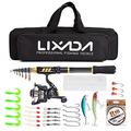 Lixada 2PCS Telescopic Fishing Rod and Reel Combo Full Kit Spinning Fishing Reel Gear with 100M Fishing Line Lures Hooks Jig Head and Fishing Carrier Bag Case Fishing Accessories (2.4M(1 PCS))