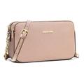 DAVID JONES DAVID JONES - Women's Small Shoulder Bag - Mobile Phone Pouch - Hard PU Leather - Shoulder Chain Bag - 3 Compartments Pockets - Trendy Evening Shopping City, Pink, One Size