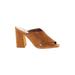 Vince Camuto Heels: Slip-on Chunky Heel Boho Chic Brown Print Shoes - Women's Size 9 - Open Toe