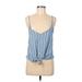 Lush Sleeveless Blouse: Blue Tops - Women's Size Medium