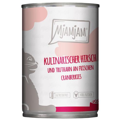 6x400g Culinary Venison & Turkey with Fresh Cranberries MjAMjAM Wet Cat Food